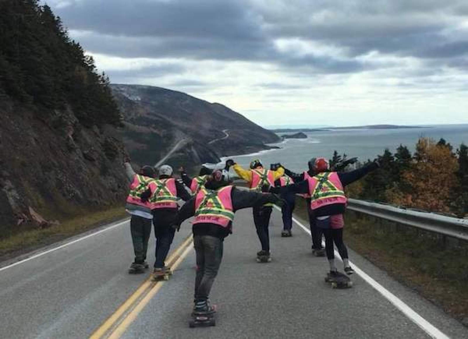 PUSH FOR THE CURE CAPE BRETON ISLAND!!!! ONE OF THE PROUDEST WEEKENDS!!!! FUCK CANCER!!! THEY SAY HALF OF US WILL GET CANCER AND DIE!!! WE ALREADY STARTED THE FIGHT AGAINST THIS ONE!! FUCK CANCER!!! NEVER QUIT!!! SO PROUD OF EVERYONE!!! PUSHED UP AND OVER TWO MAJOR MOUNTAINS IN HAIL, ICE, SNOW FREEZING RAIN!!! 140km WINDS!! EXTREME FREEZING COLD CONDITIONS.....NEVER QUIT!, KEPT PUSHING!! FOR STRANGERS!! FOR FRIENDS AND FAMILIES AND THEMSELVES.... MAKES ME SAD.... YOU DONT REALLY KNOW WHAT THEY WENT THROUGH TO GET HERE.....170km OF HELL BUT ITS NOT AS HARD AS DEALING WITH CANCER!! WE HAVE REACHED OUR GOAL OF $2000... BUT MORE THAN THE MONEY ITS PERSONAL!! ITS THE AWARENESS RAISED! THE PROTEST!!! THANK YOU TO ALL THE SPONSORS SUPPORTERS AND EVERYONE WHO SENT US AWAY WITH FOOD!! WE ATE EVERY LAST OUNCE OF FOOD YOU GAVE US AND IT GOT US THROUGH IT ALL!, THANK YOU!! MORE PHOTOS OF TO COME!! OFF TO THE AIRPORT NOW!!!!!!!!!!!!!!!!!!!!!!!!!!!!!!!!!!!!!!!!!!!!!!!!!!!!!!!!!!!!!!!!!!!!!!!!!!!!!!! on COASTLONGBOARDING.COM